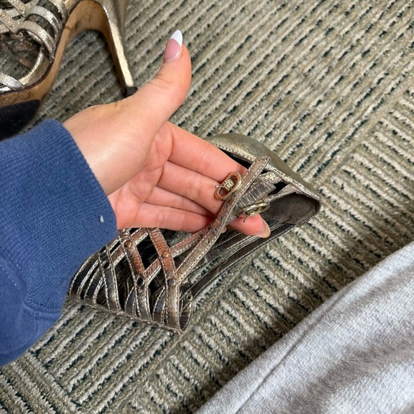 Isola Silver Gold Bronze Strappy Heels with Studs - Picture 7 of 7